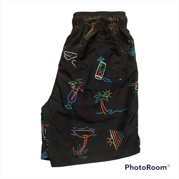 Jake Austin Black Cocktail Theme Men’s Swim Trunks Size Small - Picture 2 of 3